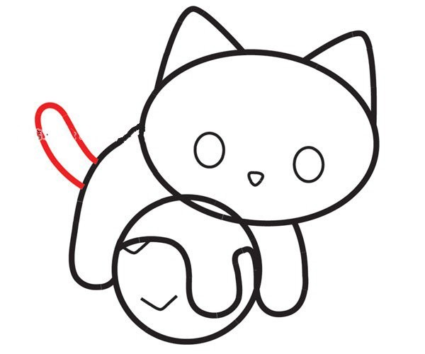 How to draw a cute kitten playing on a football