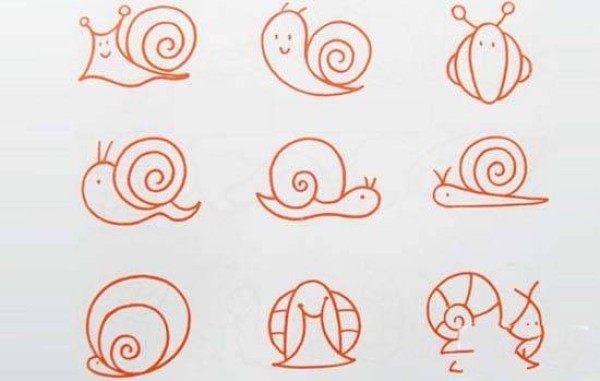 How to draw a simple picture of a snail