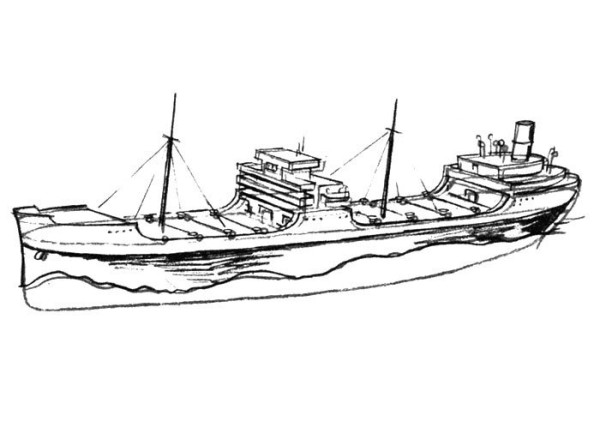 Steps to draw a ship with simple strokes