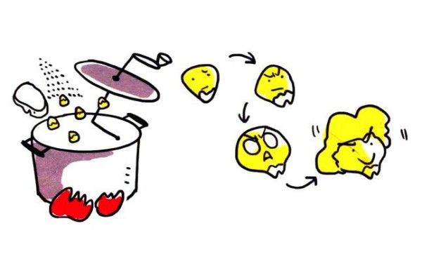 Draw cute popcorn in four steps