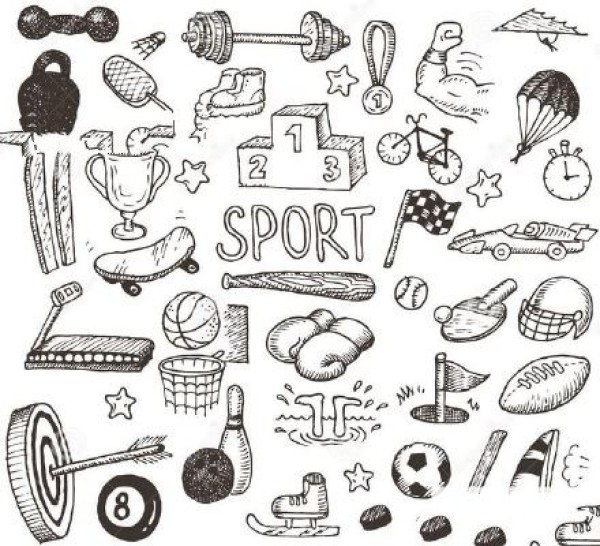 Sporting goods hand drawn material