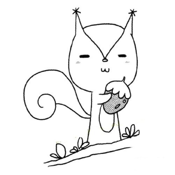 Simple drawing picture of squirrel on the branch