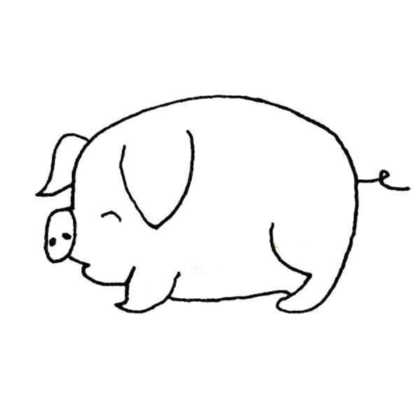 A set of cute little pig simple drawing pictures