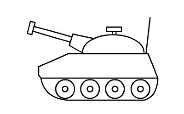 Simple drawing animation tutorial - tank drawing decomposition steps