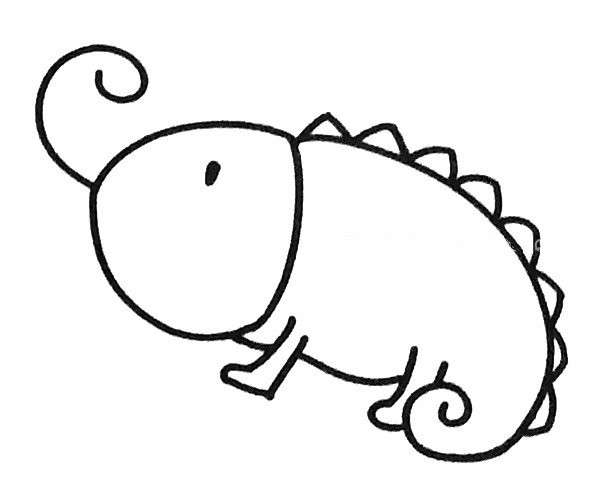 A set of cute cartoon chameleon simple drawings