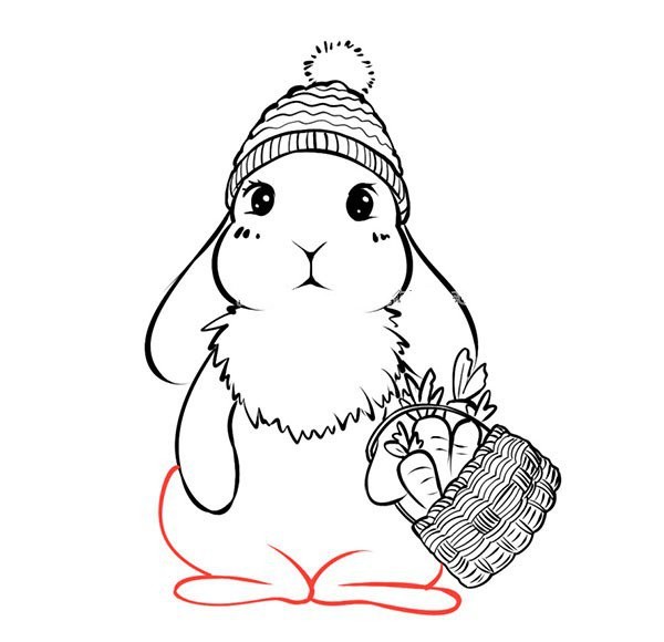 Learn to draw step by step: Little White Rabbit Carrying Carrots