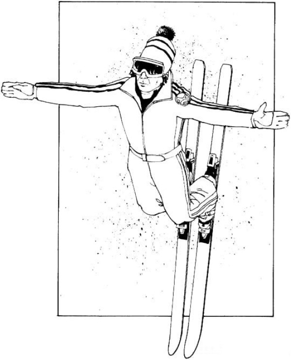 Sports simple drawing - skiing