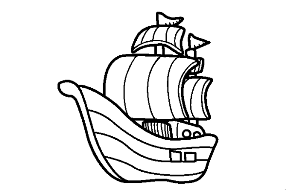 Four simple drawing pictures of pirate ships