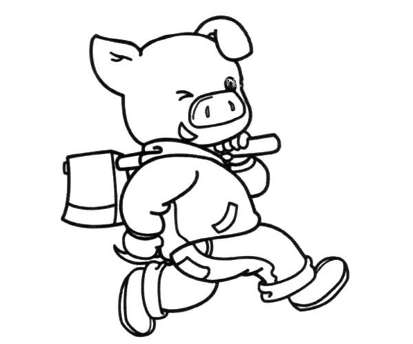 Piggy carrying an ax