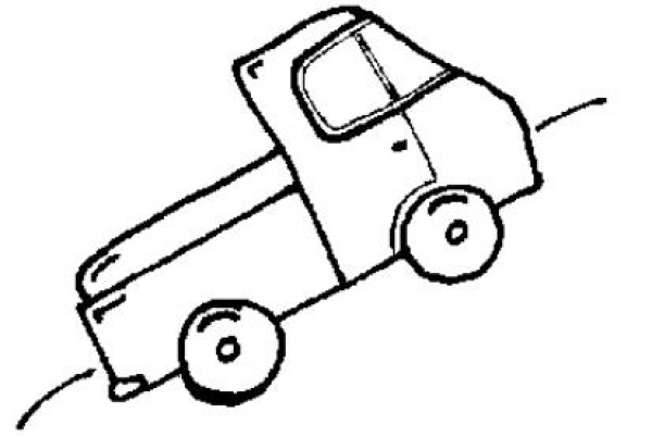 Simple drawings of various childrens cartoon mini trucks