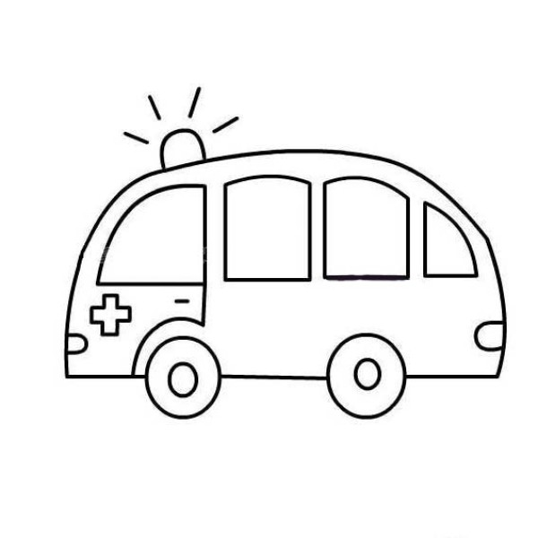 How to draw a child ambulance with simple strokes