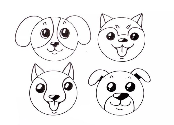 4 simple drawing pictures of dog avatars