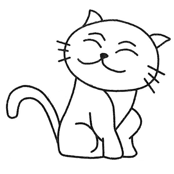 Shy kitten simple drawing picture