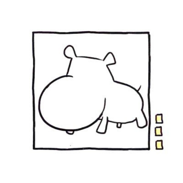 Draw a cute simple drawing of a big hippopotamus in four steps