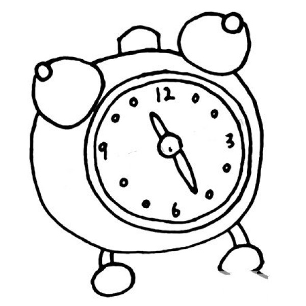 cartoon alarm clock simple drawing