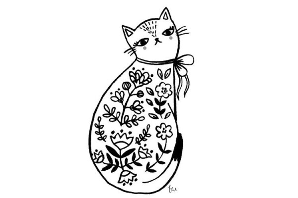 Creative simple drawing of little cat