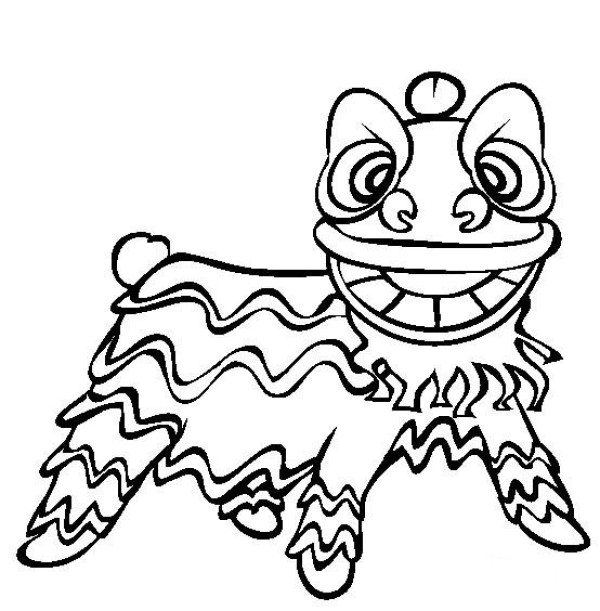 Chinese lion simple drawing, lion dance simple drawing picture