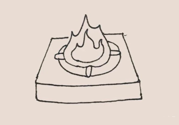 Simple drawing of gas stove