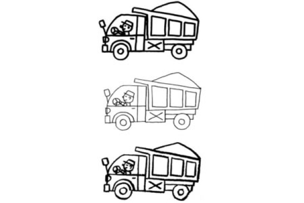 Simple drawing pictures of large trucks in Lasha