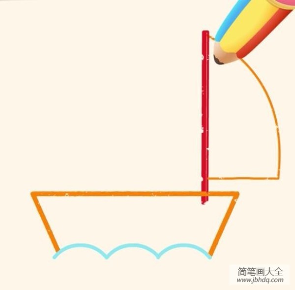 Magical simple drawing sailing boat