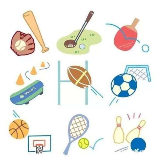 Kindergarten colorful sports supplies simple drawing