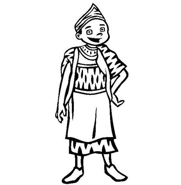 Simple drawings of the worlds national costumes Simple drawings of Cameroonian little boys