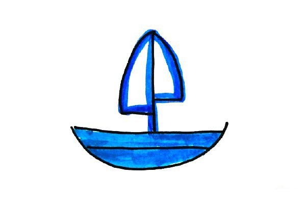 Fresh ocean style sailing boat simple drawing