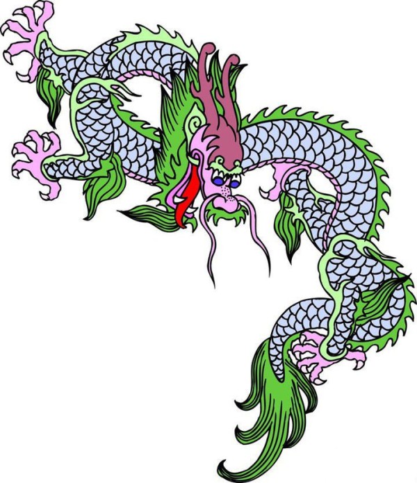 Dragons simple drawing Colorful Chinese dragons simple drawing picture