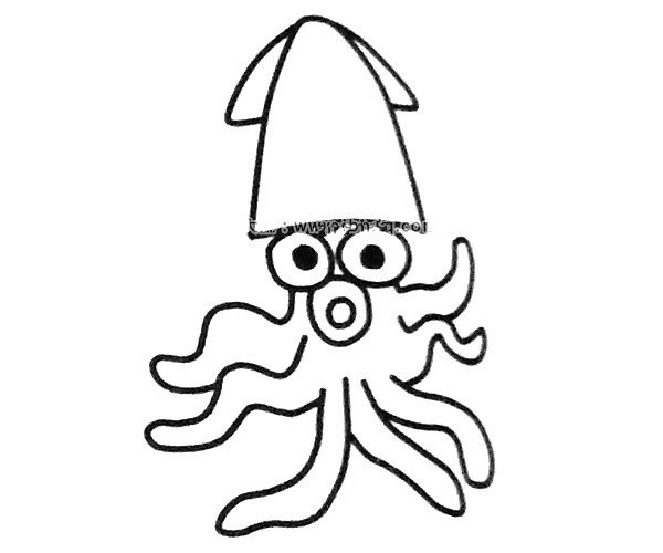 A set of cartoon squid simple strokes pictures