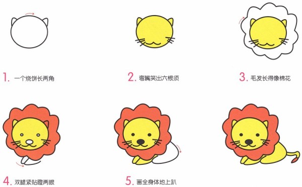 How to draw a little lion with simple strokes