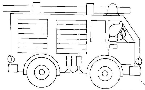 Simple drawing of a moving fire truck