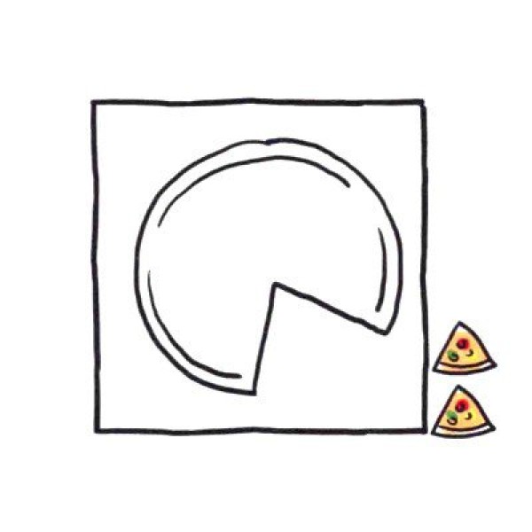 Four steps to draw a cute simple picture with rich ingredients and delicious pizza