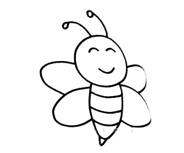 A set of cute cartoon bee simple drawing pictures