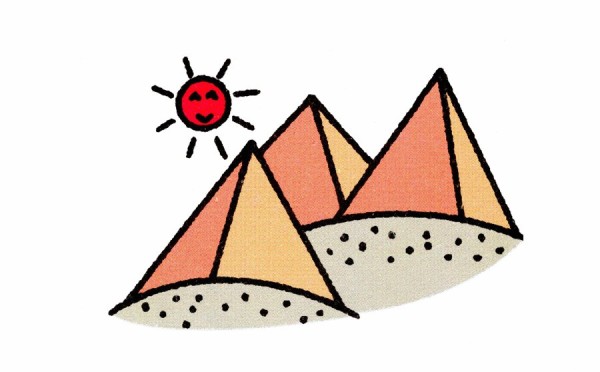 Desert Pyramid Landscape Simple Drawing