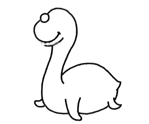 Draw a cute little dinosaur in four steps