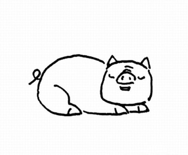 Big fat pig simple strokes picture