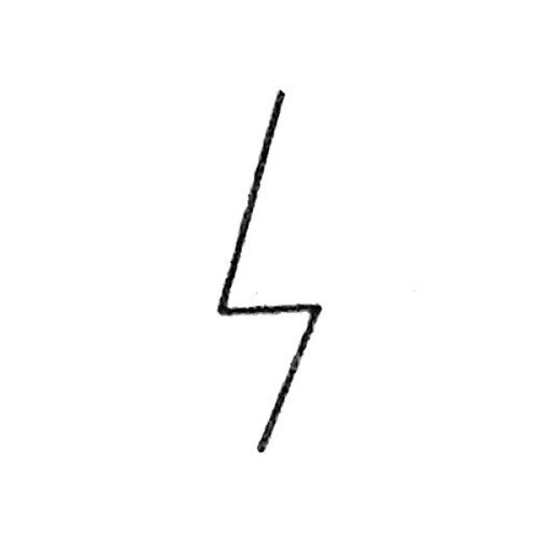 Complete collection of simple strokes of lightning and drawing steps