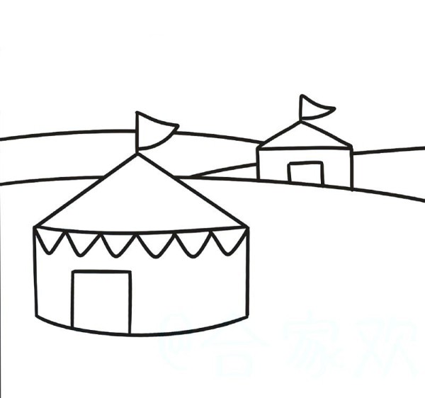 Simple strokes of Mongolian style pictures