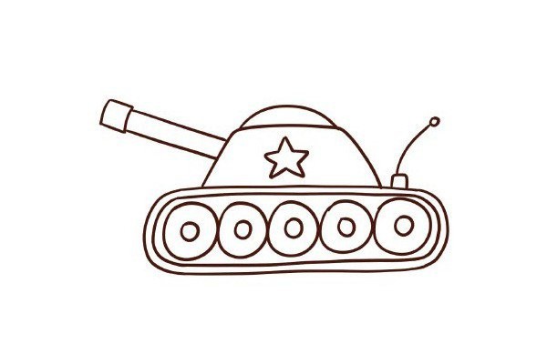 Simple drawing steps of drawing a tank