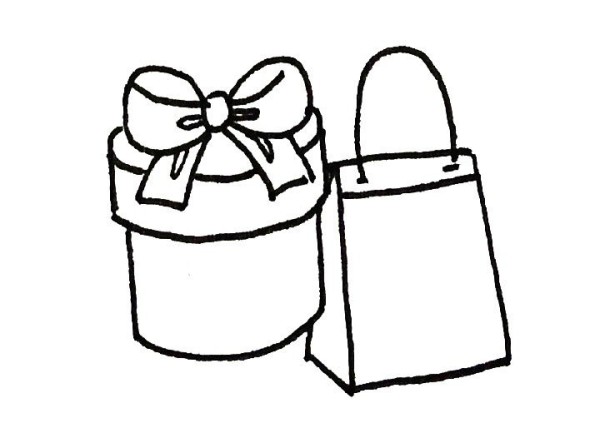 Simple drawing of shopping bag gift box