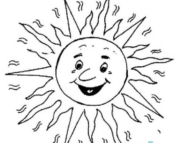 Simple drawing picture of the fiery sun