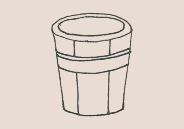 Simple drawing of wooden barrel