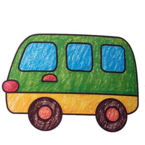 Children learn to draw a van