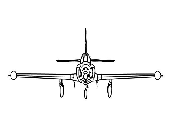 Simple drawing picture of airplane from the front