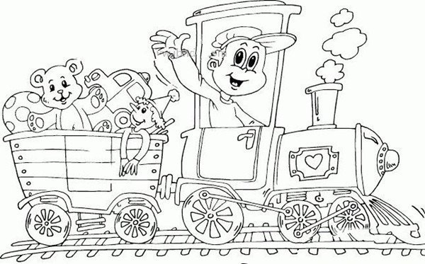 Amusement Park Train Simple Drawing Picture