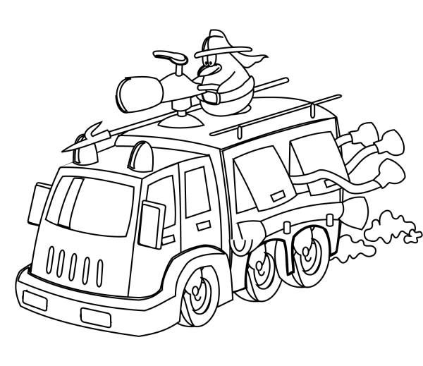 Cartoon fire truck simple drawing