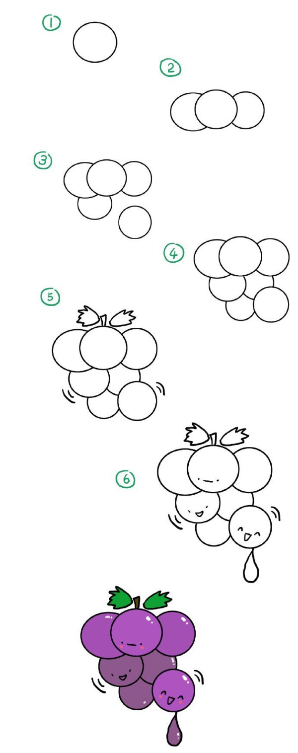 Simple drawing tutorial of the lively Grape Brothers