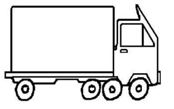 Simple drawings of various childrens cartoon mini trucks