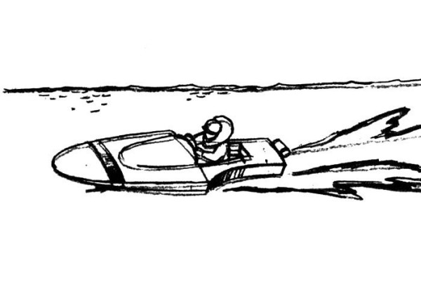 Steps to draw simple strokes of a single speedboat