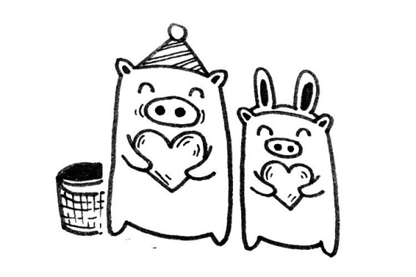 Everything goes well for Pig. A set of simple drawings of little pigs.